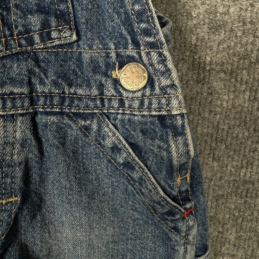 Vtg Y2K Oshkosh Baby 0-3 Overall Shorts Denim‎ Carpenter Style Shortalls Blue